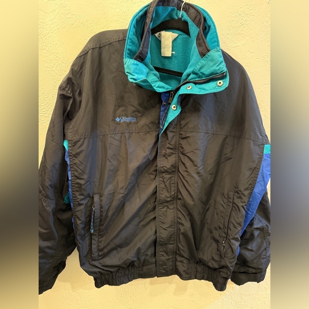 Vintage Retro 90’s Columbia Teal and Black 3 in 1 Winter Ski Jacket Men’s Sz XL